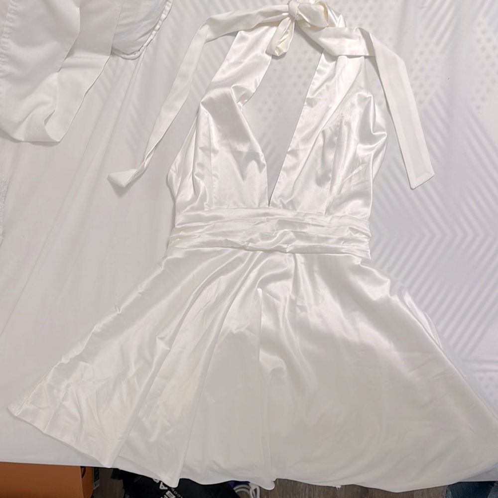 Elegant White Halter Dress